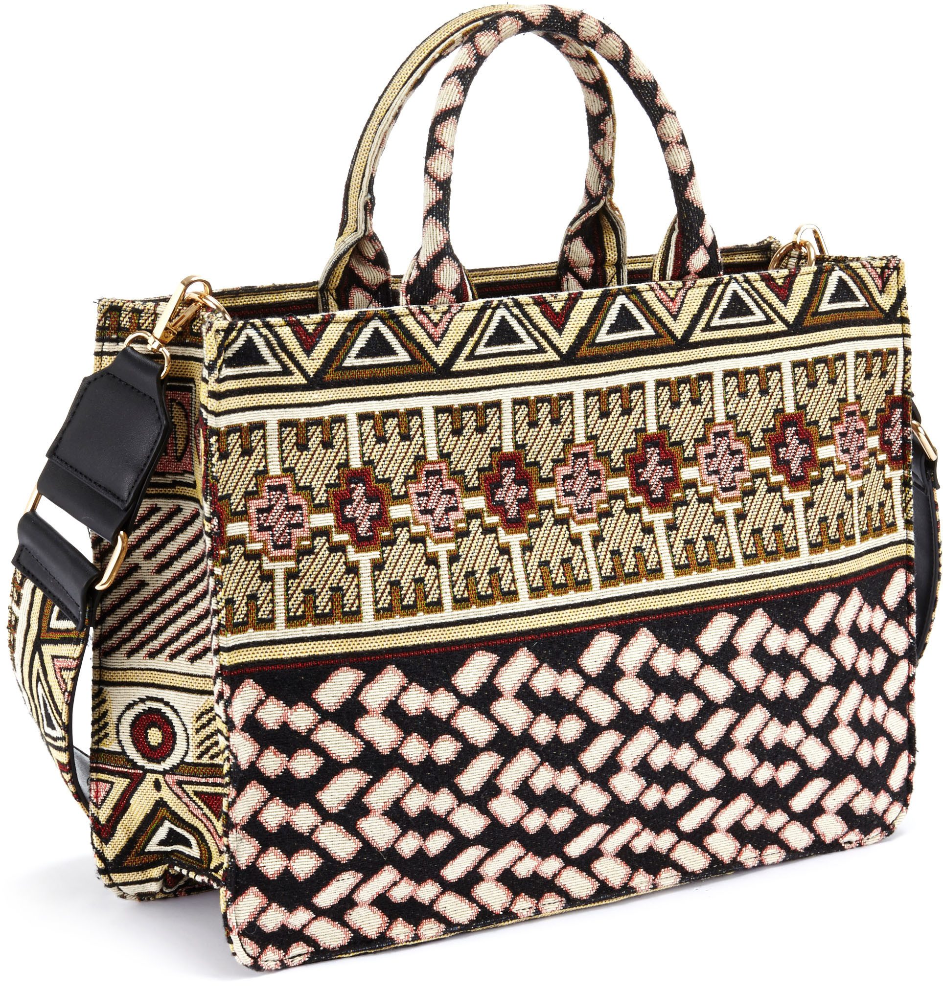 Shoulder Bag Mini Shopper, beach bag, tote bag, fashionable jacquard pattern VEGAN - Image 2