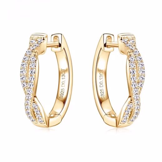 Pair of women's moissanite hoop earrings gold + certificates 1.7 cm