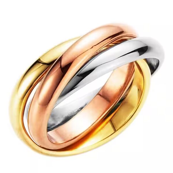 Finger Ring Jewelry Gift 3-Fold Intertwined, Tricolor