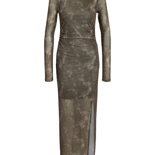 Shirt Dress long round neck high slit (extra long) NMJUDITH L/S MESH MIDI ROUCING DRESS JRS