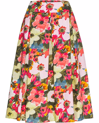 Pleated skirt Wide skirt with all-over flowers