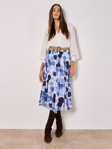 Midi skirt abstract print skirt