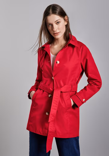 Trench coat with tie belt