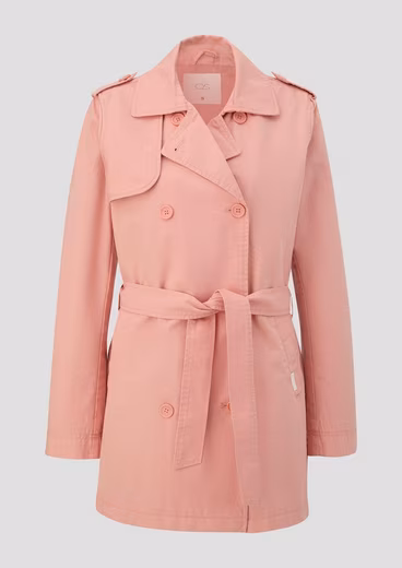 Outdoor jacket trench coat with tie belt