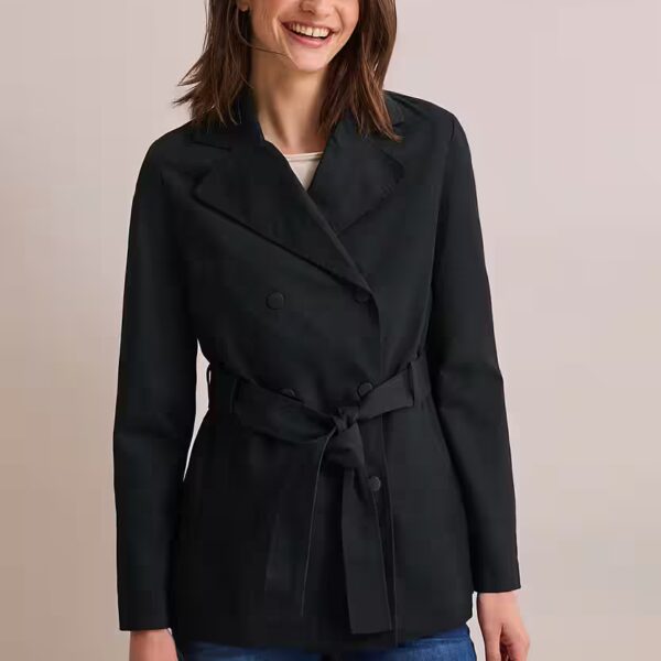 Trench coat with tie belt