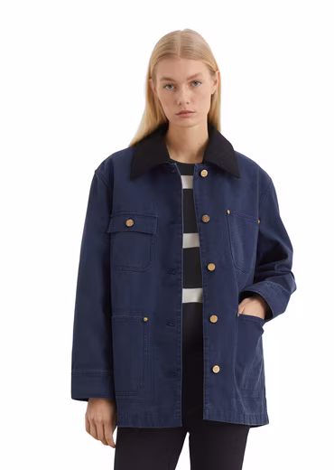 Canvas jacket with contrasting collar