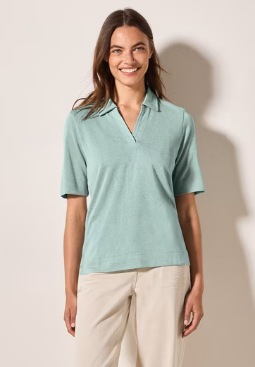 Polo shirt in linen look