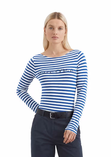 Long-sleeved shirt with contrasting logo print on the chest