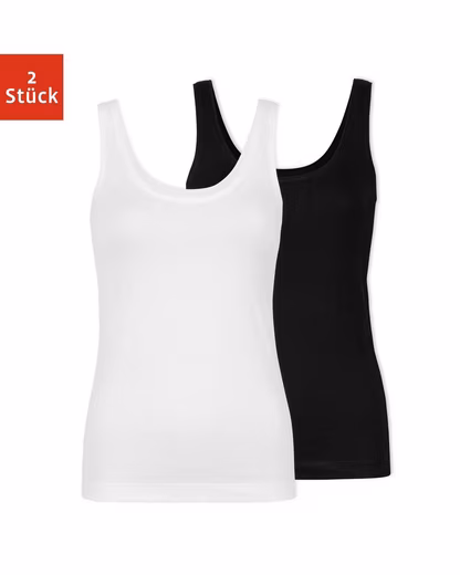 Tank top with wide straps for women (2-piece) made of organic cotton, comfortable, perfect basic for every outfit