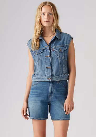 Denim vest SHRUNKEN 90s VEST with button placket