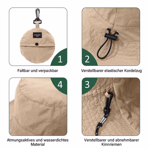 Sun hat sun hat unisex women's and men's fishing hat (1 piece) khaki UV protection - Image 2