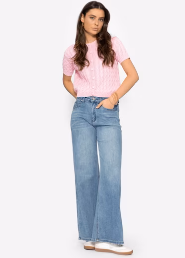 Cardigan knitted vest women's short sleeve with cable pattern elegant - Image 3