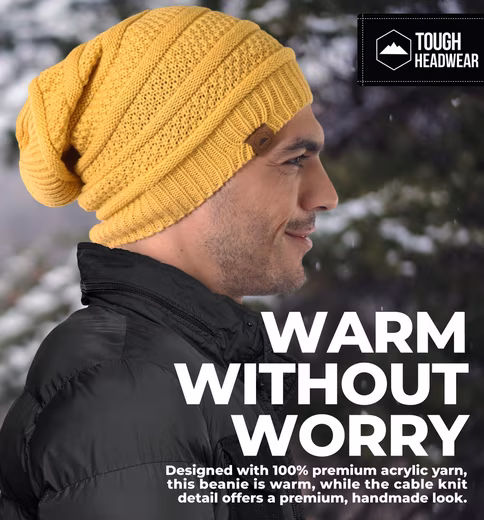 Beanie Long Women's Hat - Warm Knitted Hat - Wool Hat Long Beanie Yellow - Image 4