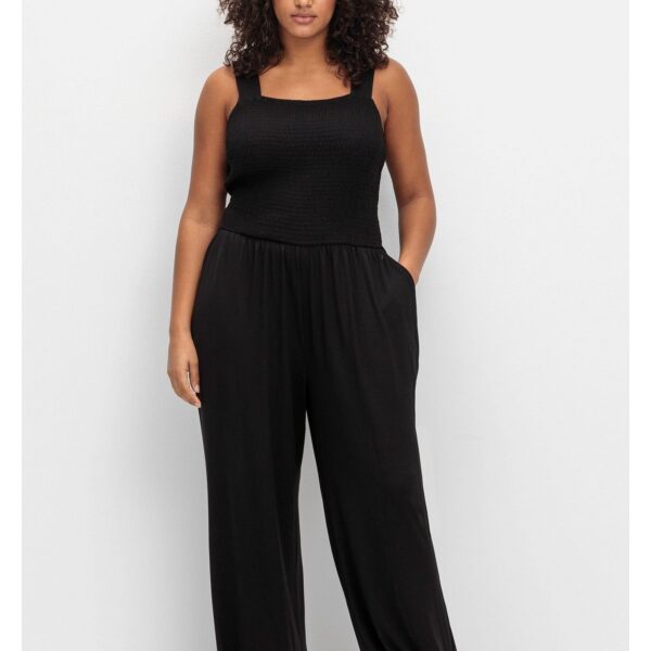 Jumpsuit Plus Sizes with smocked top and wide leg