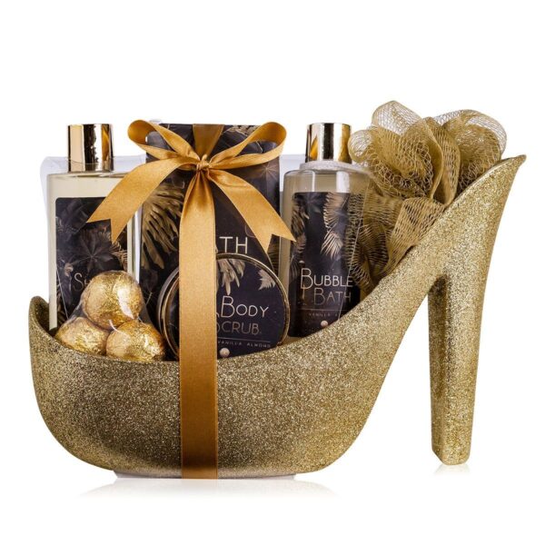 Care gift set "Luxury" bath set for women in glittering stiletto shoe