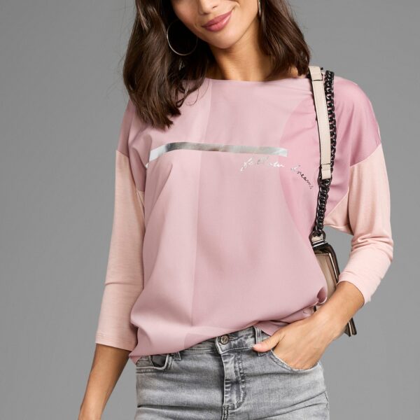 Shirt Blouse in material mix with foil print