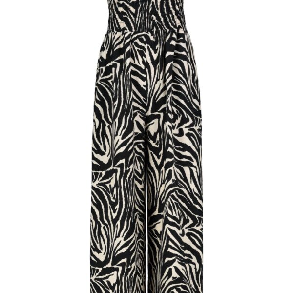 Animal print strapless wide leg jumpsuit