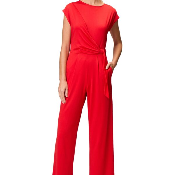Overall zero jumpsuit with tie belt (1-piece) draped / gathered