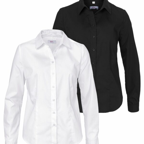 Long-sleeved blouse (pack, 2-pack) in shirt blouse style