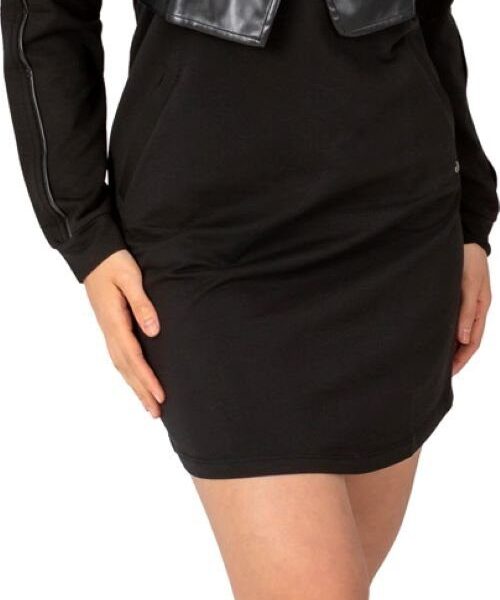 Sweat Dress G25-1101 with vest insert with rhinestone trim in the zipper