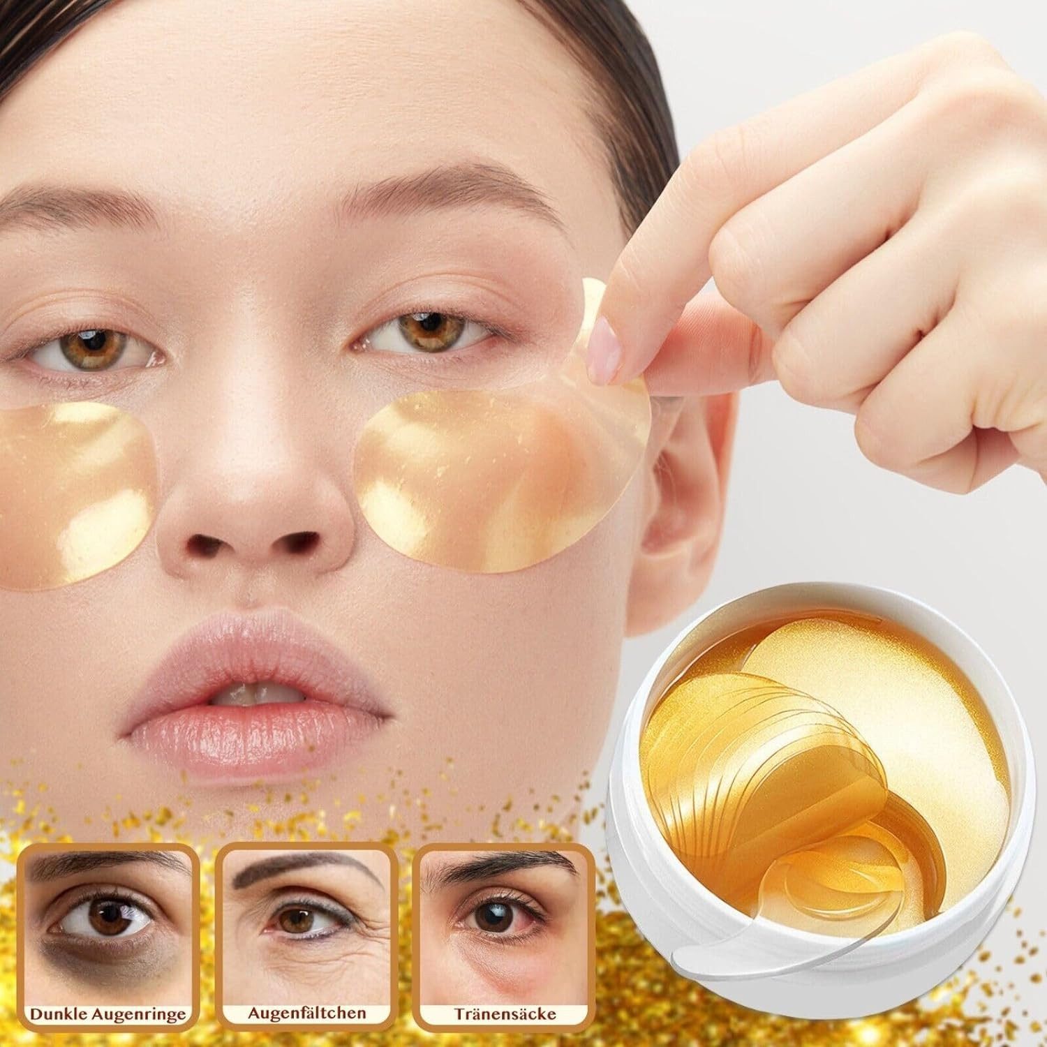 Facial Care Set Crystal Gold Face Mask Eye Pads Essence Serum Lip Mask 24K - Image 5