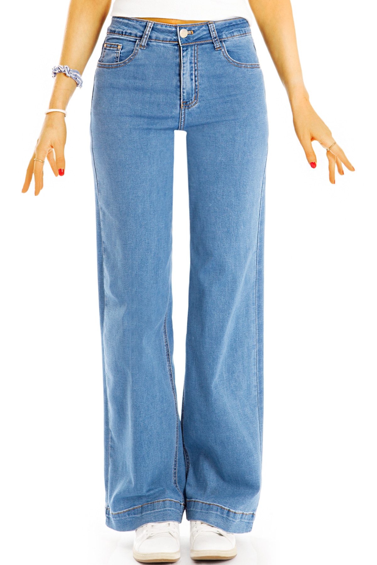 Relaxed-fit jeans, medium waist, straight stretchy jeans, women's jeans - j2k-3 with stretch