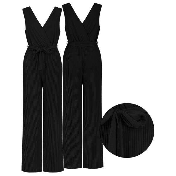 Overall Women's overall jumpsuit long pants tie belt one-piece pleated pants