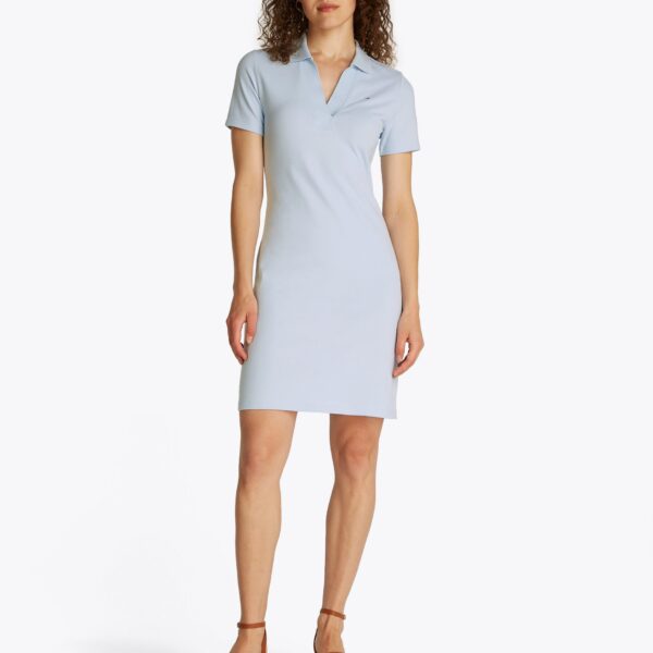 Polo Dress SLIM OPEN NK POLO DRESS SS with embroidered Tommy Hilfiger flag