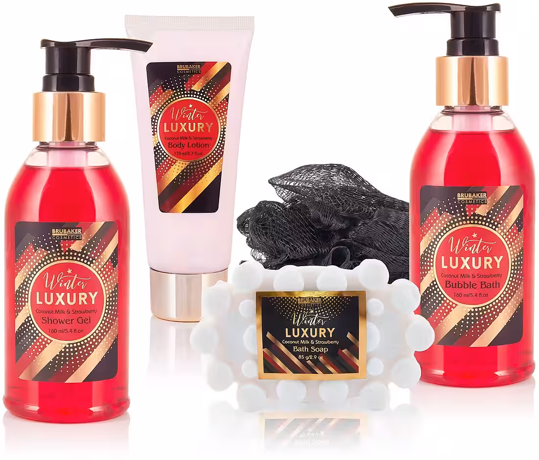 Skin cleansing set shower and bath set with strawberry and coconut fragrance, care set - Image 4