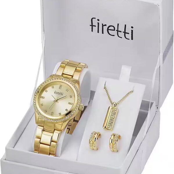 Quarzuhr 4-pieces Set with Ear-Ring, Chain with Pendant