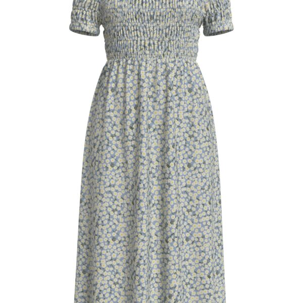 Shirt dress floral pattern, elastic waist, off-shoulder design