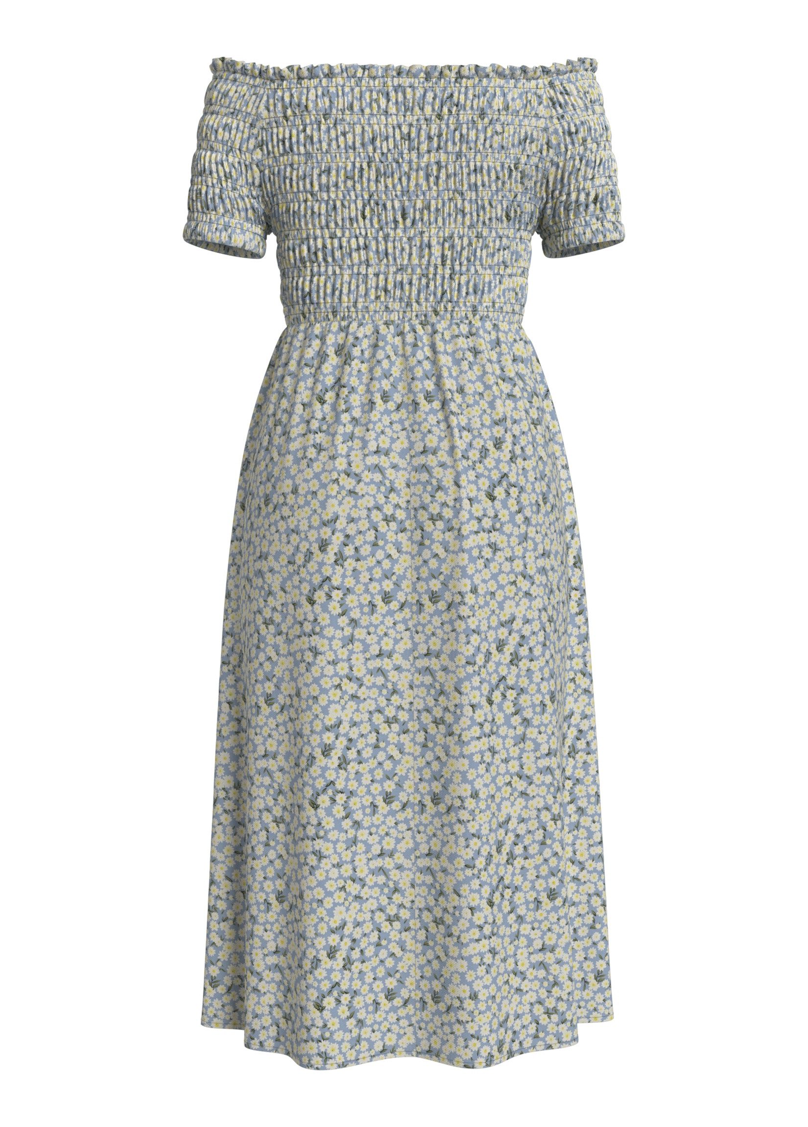 Shirt dress floral pattern, elastic waist, off-shoulder design - Image 2