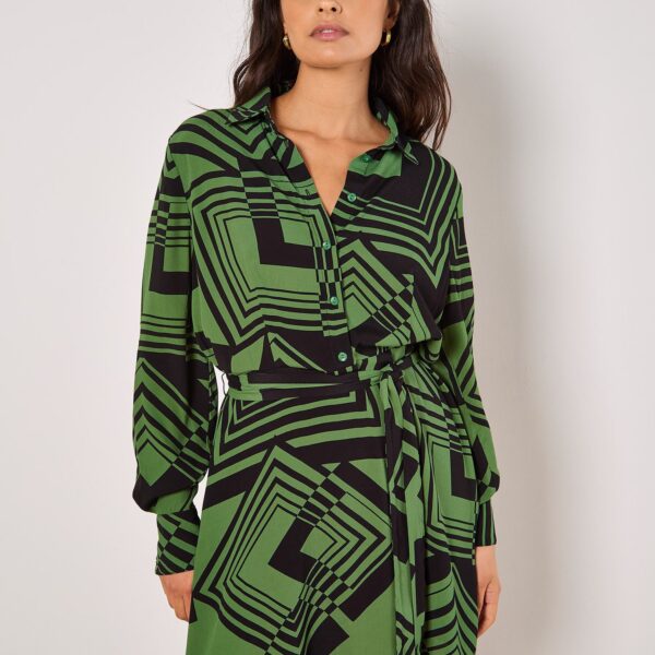 Printed Dress Graphic Squares shirt dress
