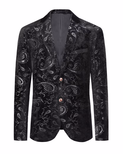 Jacket Men's 2 Buttons Sequin Blazer for Party