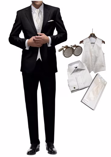 Suit wedding suit 7 piece set black slim + set wedding vest & shirt
