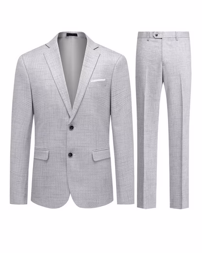 Men's suit (2 pcs) Regular fit business suit in a checked look, casual suit set