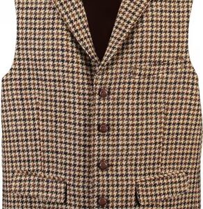 Suit vest CARL GROSS Harris Tweed vest brown checked