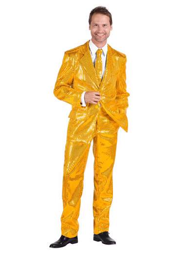 Party suit Schlager sequin costume suit gold - Carnival