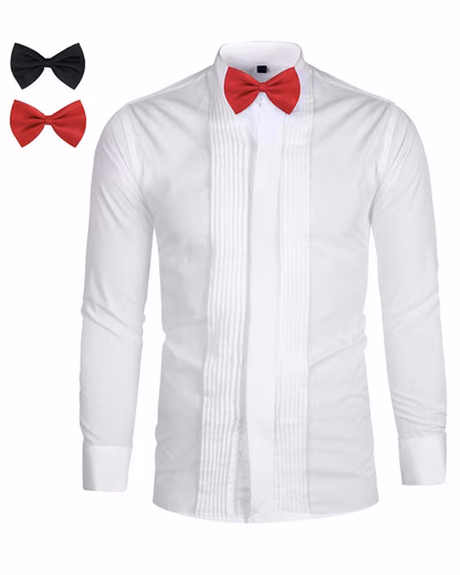 Tuxedo shirt with wing collar long-sleeved shirt Regular Fit
