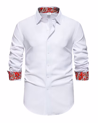 Long-sleeved shirt with embroidery pattern contrast long-sleeved shirt regular fit