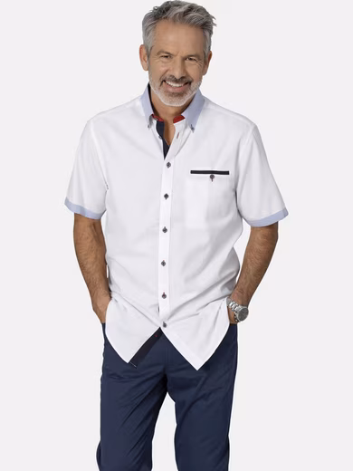 FLOREVETTO short-sleeved shirt with sophisticated contrasts