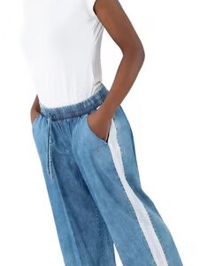 Jogg Pants G30-6101, jeans with rhinestone trim white side inserts with rhinestones