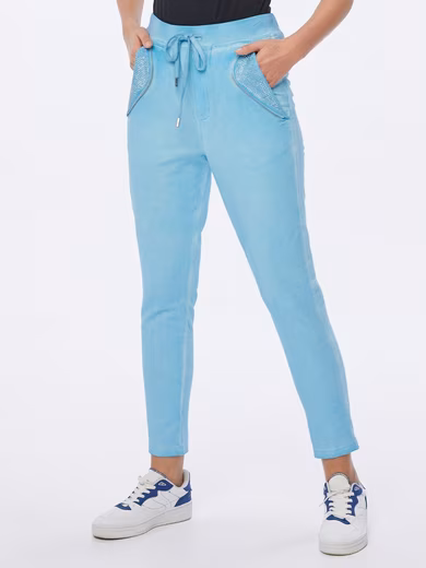 Jogg Pants sweatpants close-fitting with rhinestone details