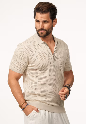 Polo shirt with half-zip Men's short-sleeved knitted polo shirt T-shirt - Image 3