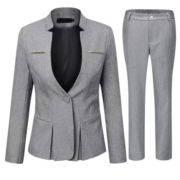 Pantsuit (2 pcs) Women's Elegant Business Suit Set with one button