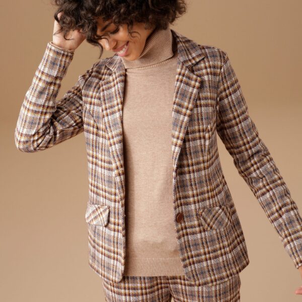 Sweat Blazer in trendy checked design
