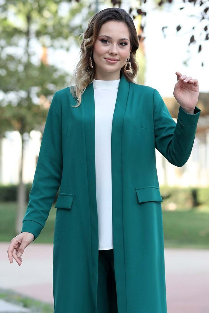 Trouser suit two-piece women's suit long-sleeved long blazer with trousers modest fashion - Image 2