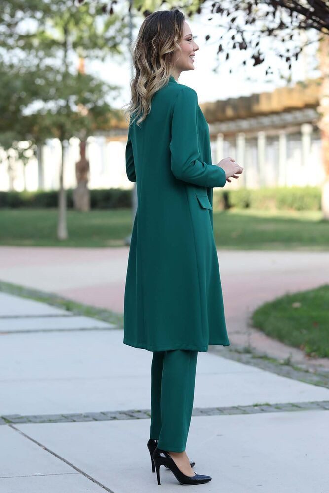 Trouser suit two-piece women's suit long-sleeved long blazer with trousers modest fashion - Image 6