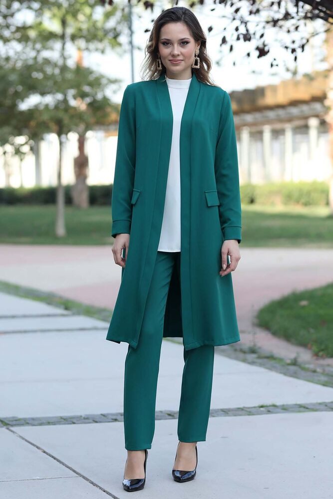 Trouser suit two-piece women's suit long-sleeved long blazer with trousers modest fashion - Image 5