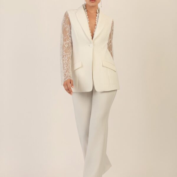 APART Pantsuit with lace details and decorative edge